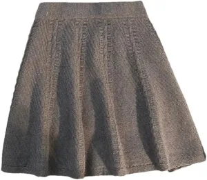 Spring Winter Pleated Knitted Skirt Women Elastic High Waist A-Line All-Match Party Mini Skirt