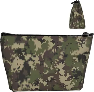Storage Makeup Bag Compatible with Green Camo Army Solider Camouflage, Small and Lightweight Zipper Cosmetic Pouch