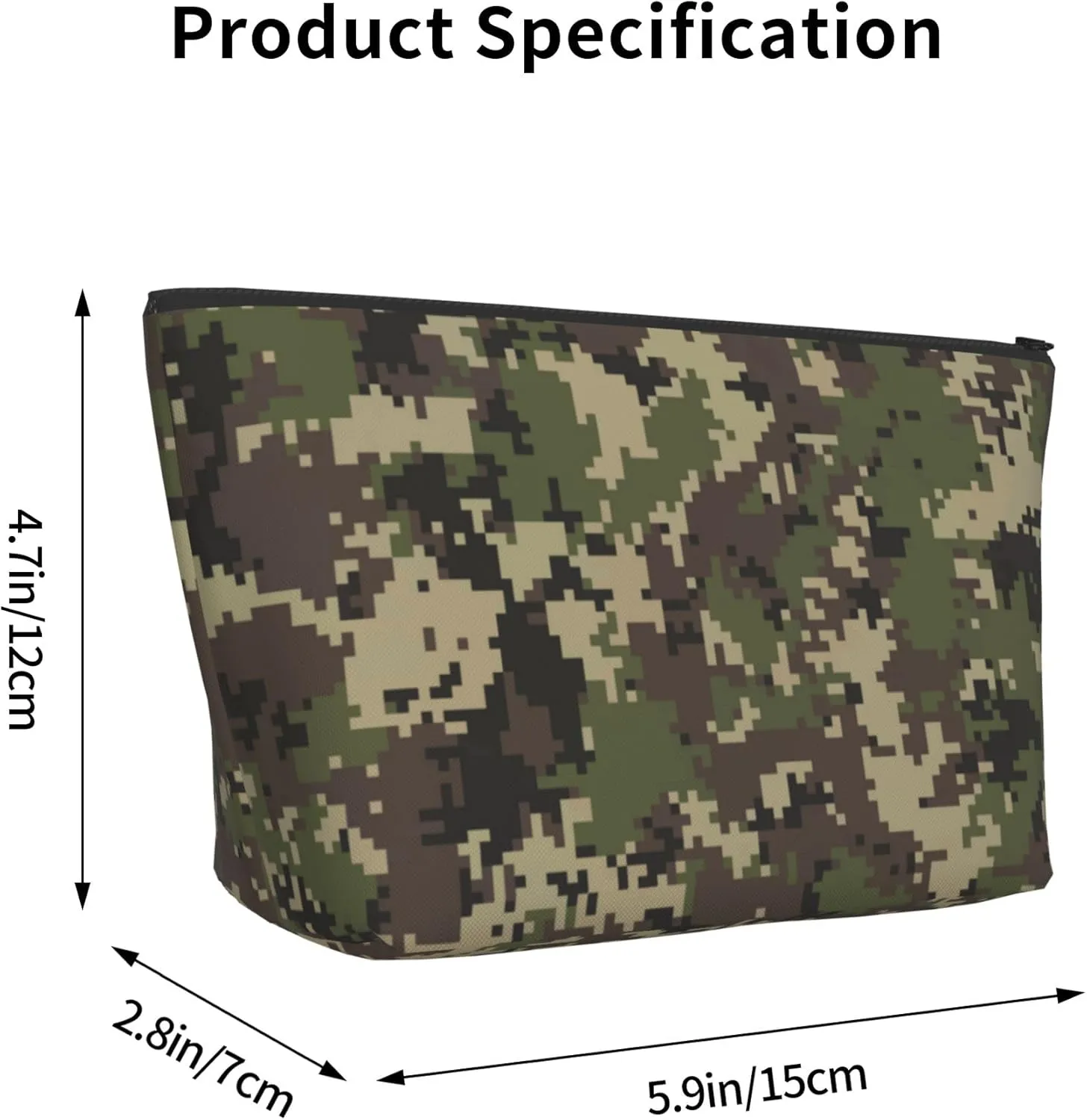 Storage Makeup Bag Compatible with Green Camo Army Solider Camouflage, Small and Lightweight Zipper Cosmetic Pouch