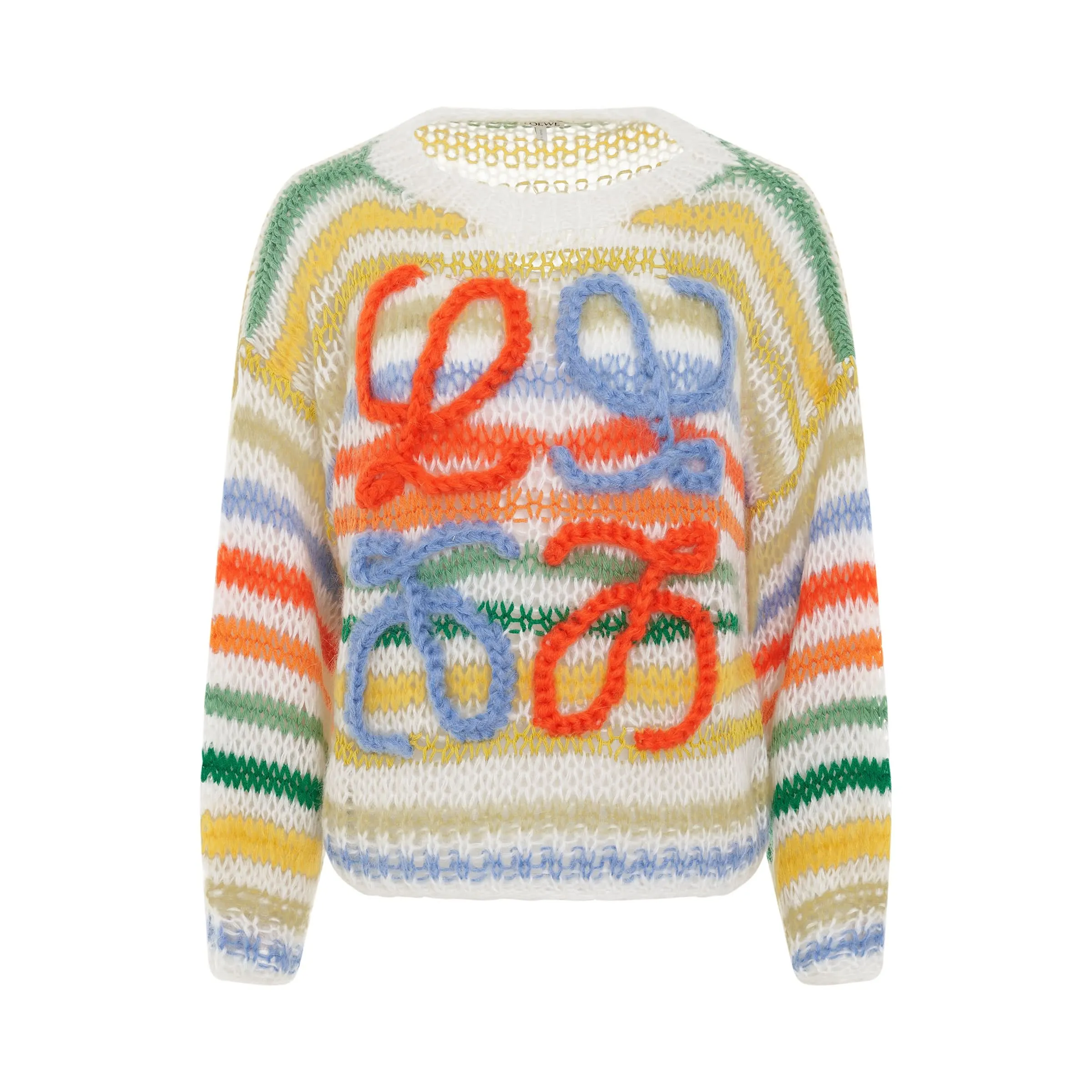 Stripe Mohair Sweater in White