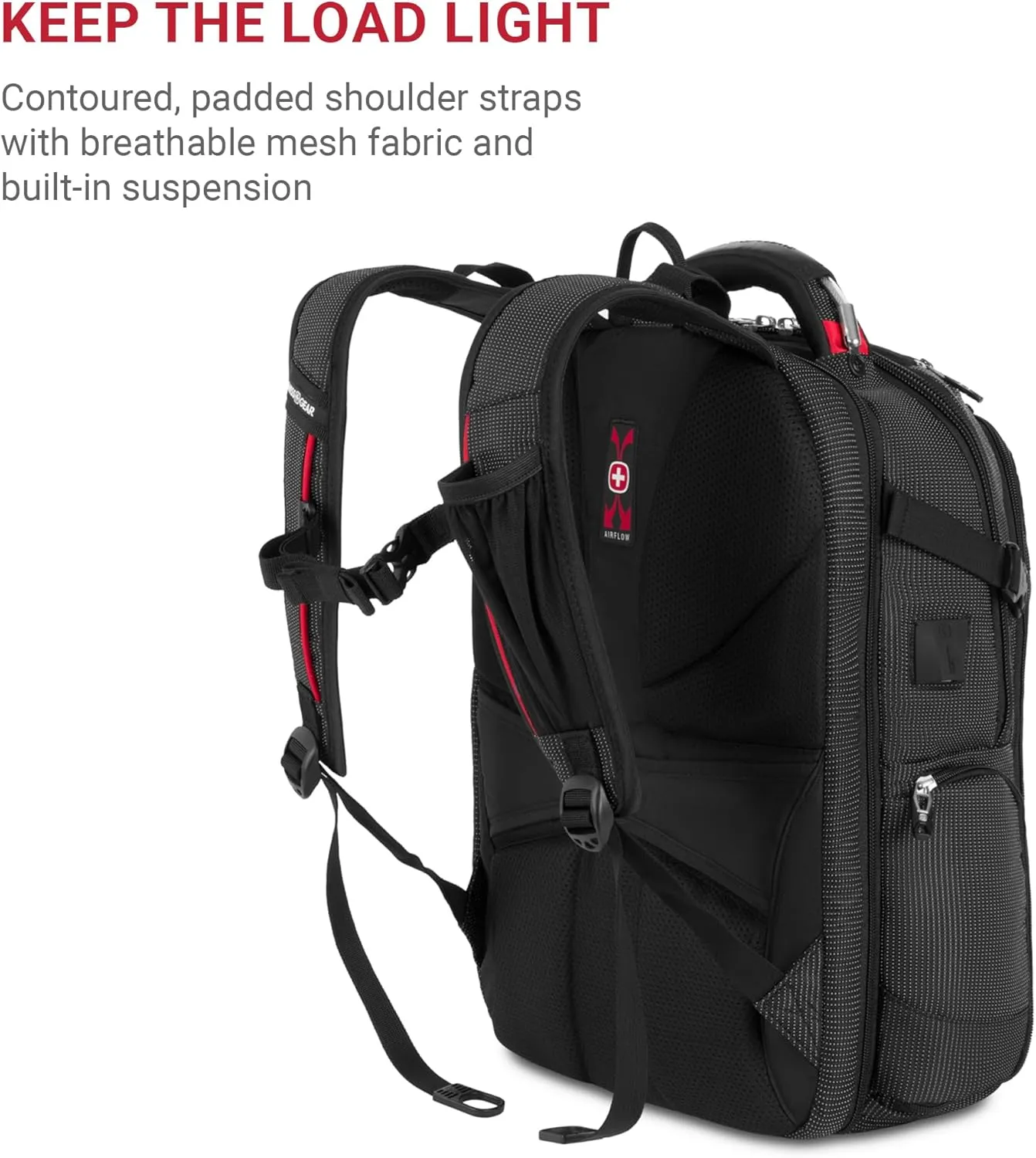 SwissGear Travel Tech Elite Laptop Backpack  Fits Laptops up to 16  ScanSmart TSA-Friendly Backpack with USB Port, Shoe Compartment & Organizer Pockets  Black Dot