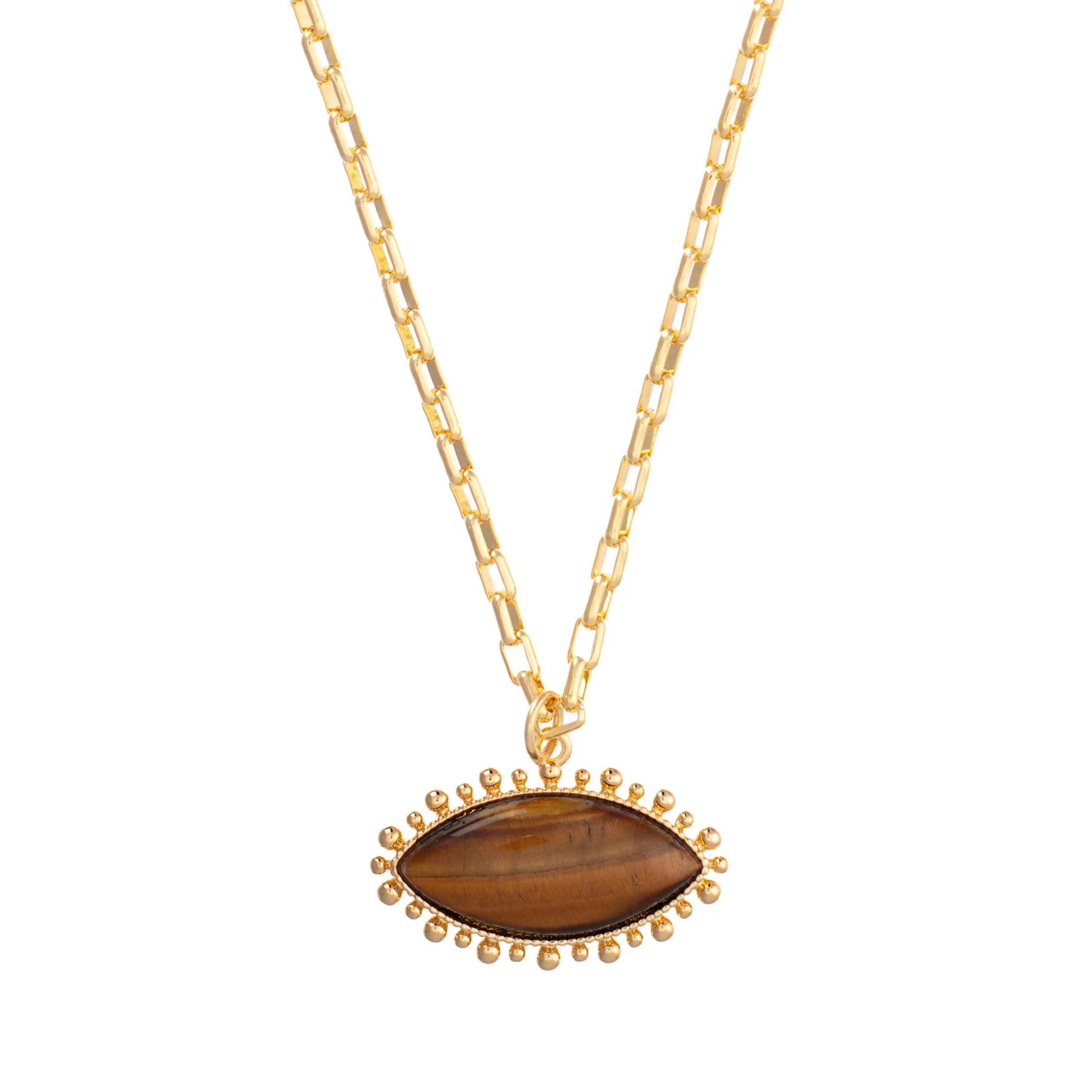 Talis Chains Tigers Eye Pendant in Gold