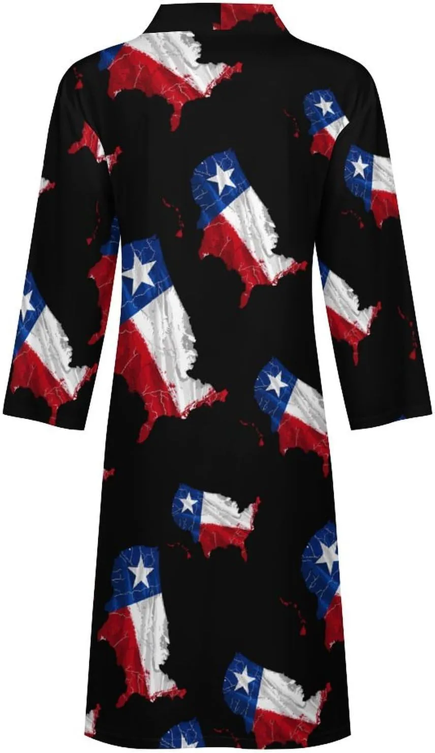 Texas Flag Map Men's Soft Robes Lightweight Long Bathrobe Loungewear for Bath Shower