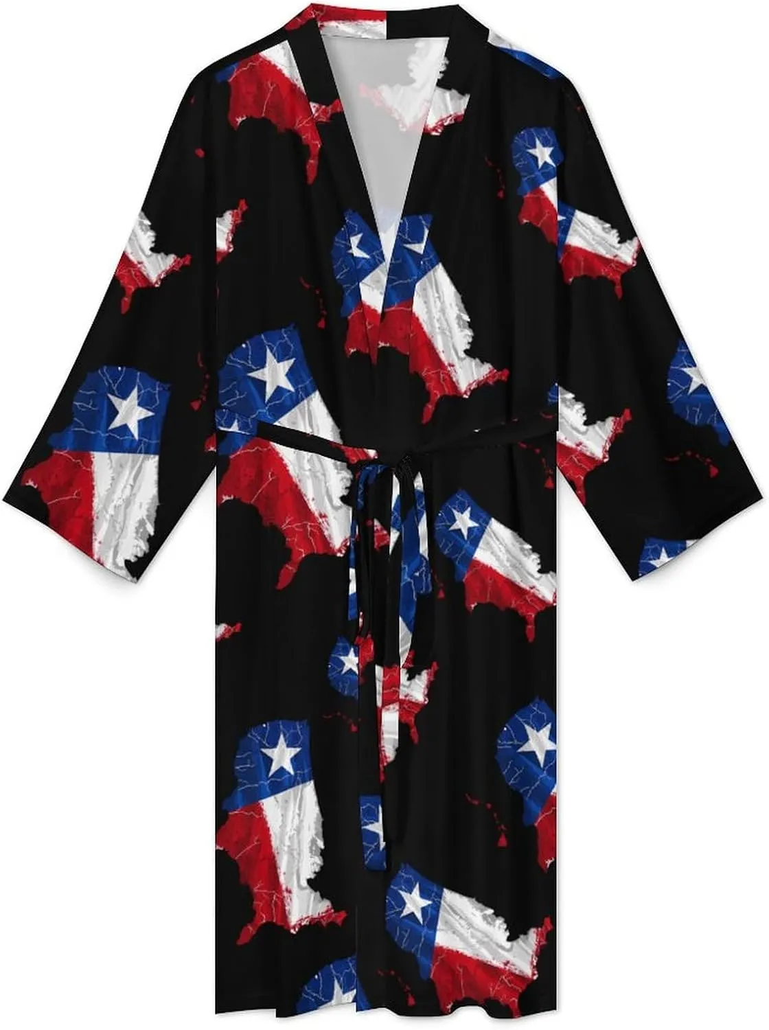 Texas Flag Map Men's Soft Robes Lightweight Long Bathrobe Loungewear for Bath Shower