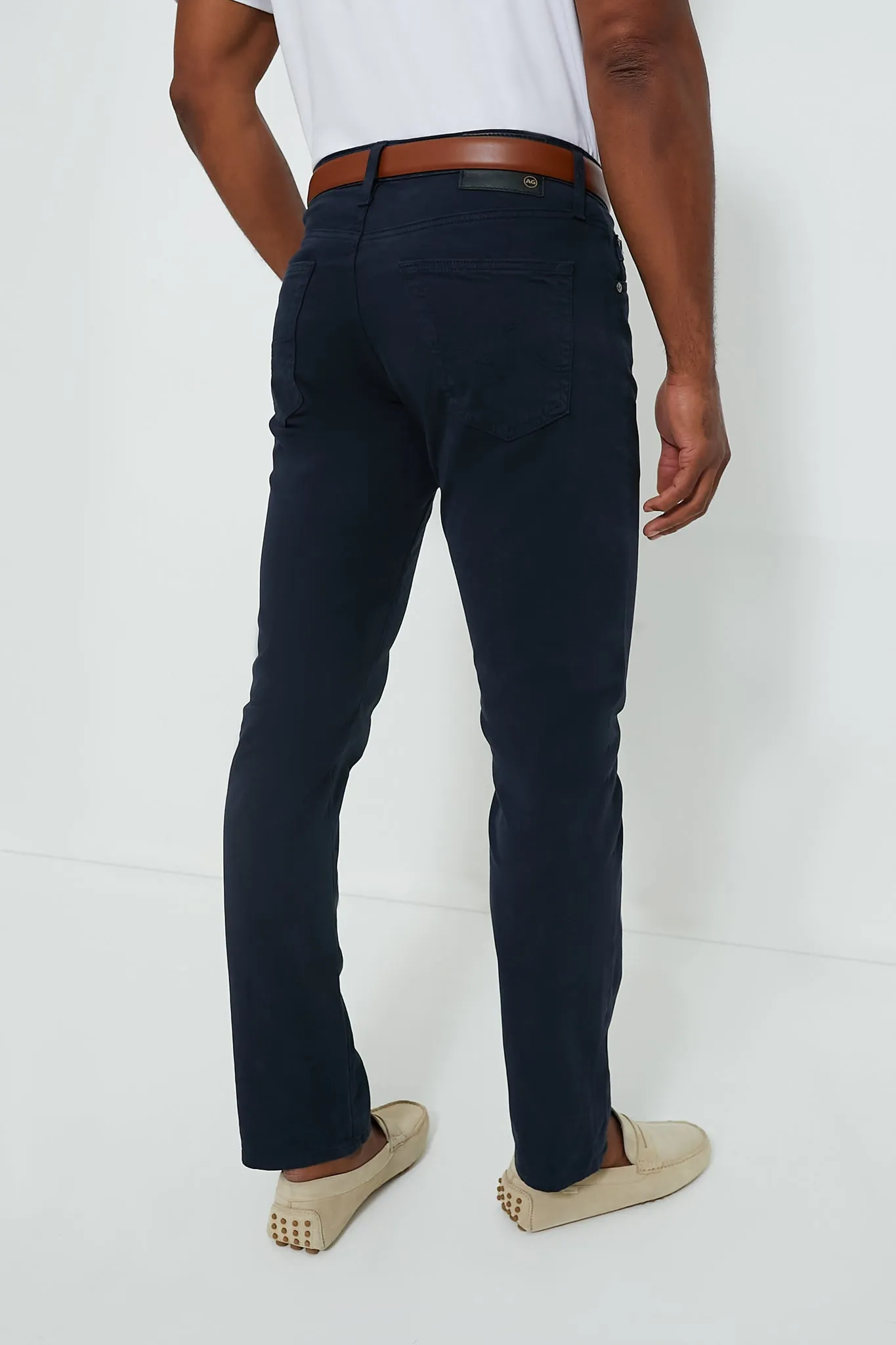The Graduate in New Navy Sueded Twill (34" Inseam)