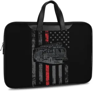 Thin Fire Firefighter Line Flag Leather Bag Laptop Case Slim Water Resistant Computer Bags with Handle Briefcase for Work