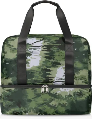 Tie Dye Camouflage Travel Duffel Bag Sports Tote Gym Bag, Double layer Large Waterproof Overnight Shoulder Weekender Bag for Women Men