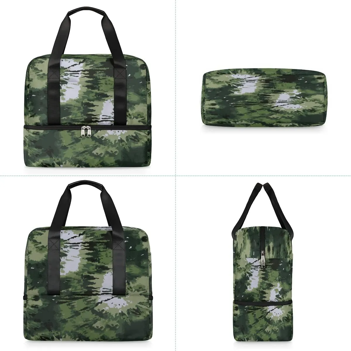 Tie Dye Camouflage Travel Duffel Bag Sports Tote Gym Bag, Double layer Large Waterproof Overnight Shoulder Weekender Bag for Women Men