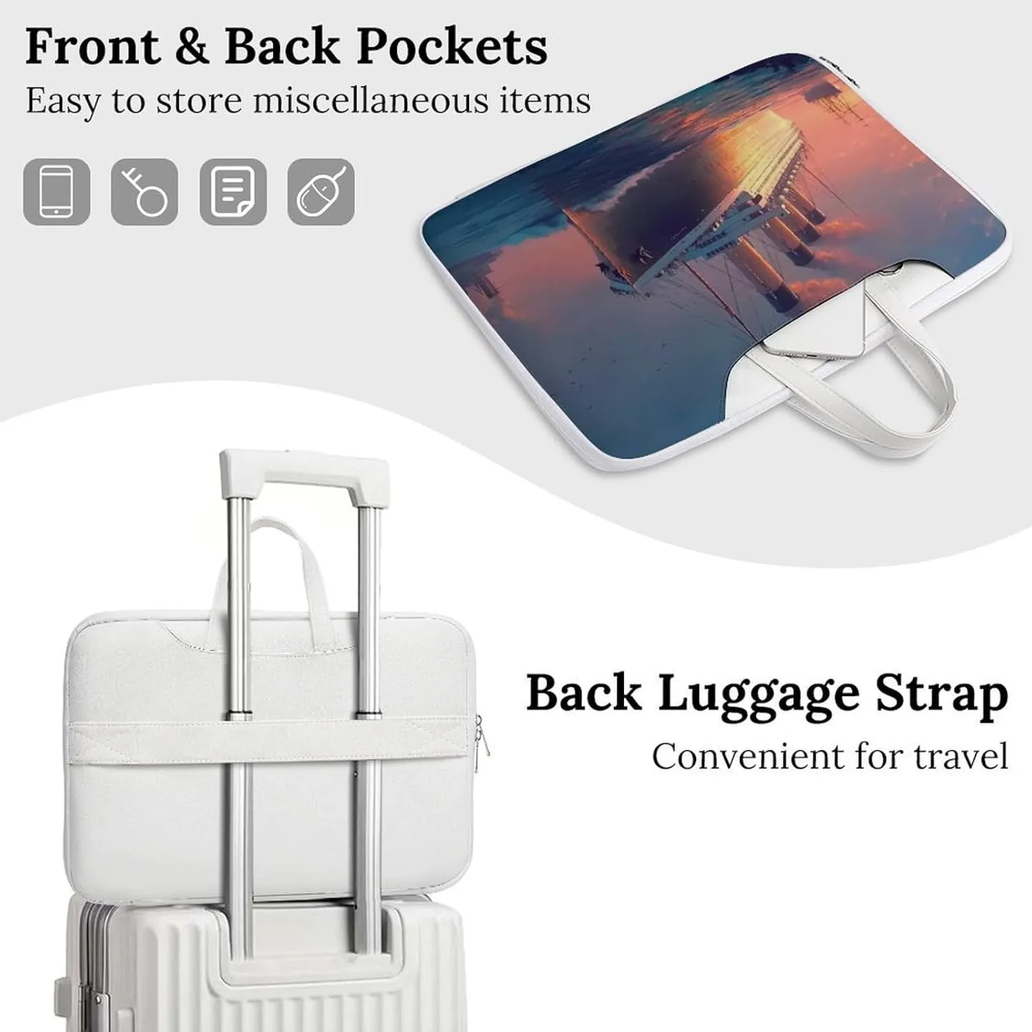 Titanic Sailing Ship on The Sunset Leather Bag Laptop Case Slim Water Resistant Computer Bags with Handle Briefcase for Work