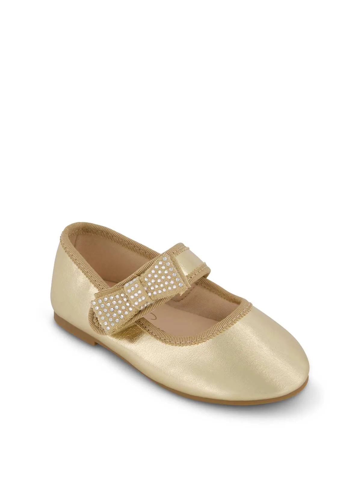 Toddler Amy Crystal Bow Ballet Flat in Gold