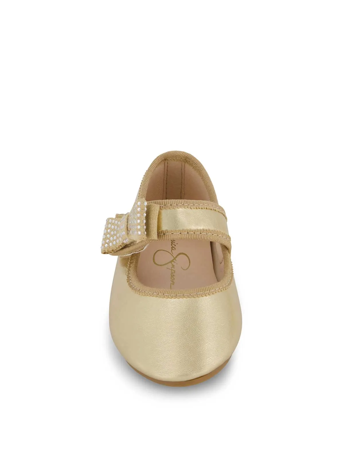 Toddler Amy Crystal Bow Ballet Flat in Gold