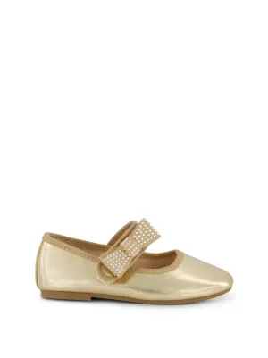 Toddler Amy Crystal Bow Ballet Flat in Gold