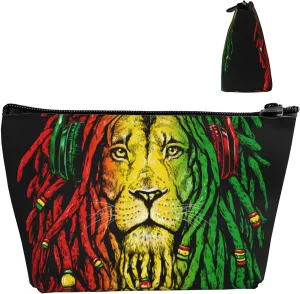 Toiletry Pouch Compatible with Rasta Rastafarian Reggae Earphone Lion Makeup Bags for Women Cosmetics Carrying Bag Makeup Storage, Lightweight Toiletry Organizer Bags with Zipper