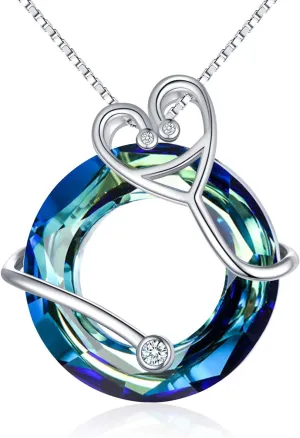 TOUPOP Gifts for Nurse 925 Sterling Silver Nurse Necklace Doctor Nursing Themed Pendant with Crystal RN Medical Caduceus Jewelry Nurse Gifts for Women Student Mom Birthday Graduation