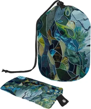 Travel Cosmetic Bags bucket Makeup Bag, Abstract Man & Nature Women Portable Foldable Cases, Multifunctional Toiletry Bucket Bags Round Organizer Storage