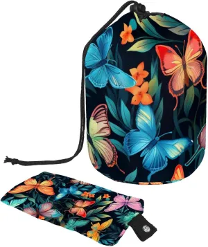 Travel Cosmetic Bags bucket Makeup Bag, Aesthetic Butterflies Women Portable Foldable Cases, Multifunctional Toiletry Bucket Bags Round Organizer Storage