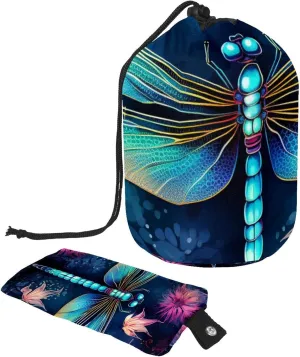 Travel Cosmetic Bags bucket Makeup Bag, Aesthetic Dragonfly Pattern Women Portable Foldable Cases, Multifunctional Toiletry Bucket Bags Round Organizer Storage