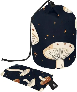 Travel Cosmetic Bags bucket Makeup Bag, Aesthetic Galaxy Mushroom 34 Women Portable Foldable Cases, Multifunctional Toiletry Bucket Bags Round Organizer Storage