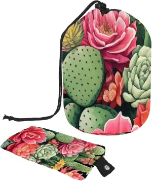Travel Cosmetic Bags bucket Makeup Bag, Colorful Floral Art Painting Women Portable Foldable Cases, Multifunctional Toiletry Bucket Bags Round Organizer Storage