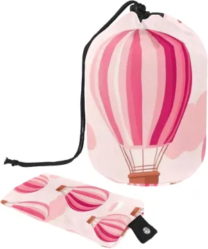 Travel Cosmetic Bags bucket Makeup Bag, Cute Pink Hot Air Balloon 6 Women Portable Foldable Cases, Multifunctional Toiletry Bucket Bags Round Organizer Storage