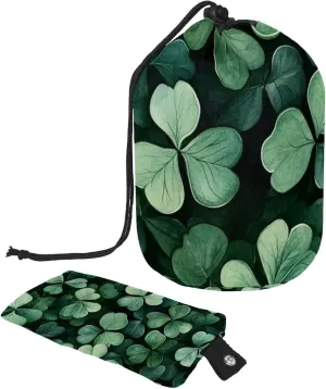 Travel Cosmetic Bags bucket Makeup Bag, Lucky Four-leaf Clover 26 Women Portable Foldable Cases, Multifunctional Toiletry Bucket Bags Round Organizer Storage