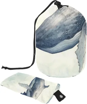 Travel Cosmetic Bags bucket Makeup Bag, Retro Ocean Whales Women Portable Foldable Cases, Multifunctional Toiletry Bucket Bags Round Organizer Storage