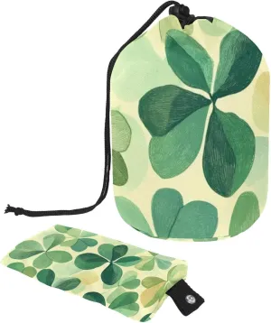 Travel Cosmetic Bags bucket Makeup Bag, Watercolor Lucky Four-leaf Clover 18 Women Portable Foldable Cases, Multifunctional Toiletry Bucket Bags Round Organizer Storage