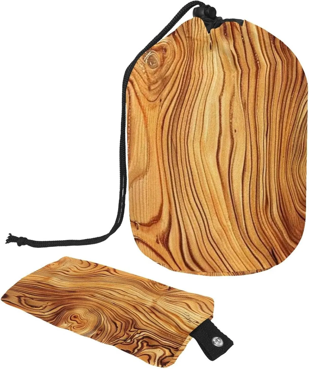Travel Cosmetic Bags bucket Makeup Bag, Wood Grain of Logs 54 Women Portable Foldable Cases, Multifunctional Toiletry Bucket Bags Round Organizer Storage