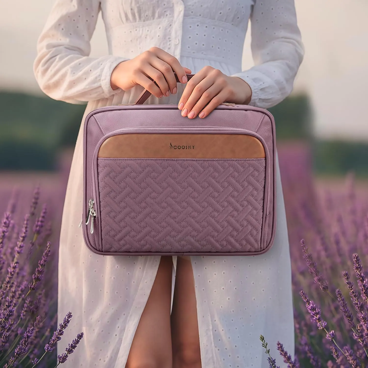 Travel Hanging Toiletry Bag for Women, Extra Large Makeup Bag, Holds Full-Size Shampoo, with Jewelry Organizer Compartment, Waterproof Cosmetic Bag, Toiletries Kit Set with Trolley Belt, Dark Purple