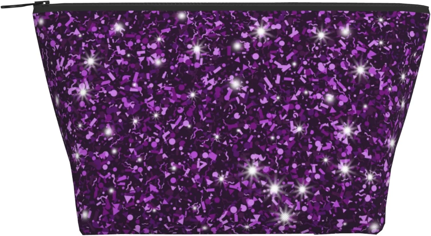 Travel Makeup Bag Pouch Compatible with Beautiful Dark Purple Bling Glitter Sparkles Pattern Cosmetic Bag, Waterproof Zipper Portable Small Storage Bags Halloween Christmas Gift for Women