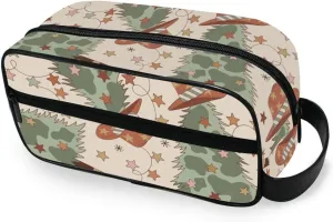 Travel Toiletry Bag Makeup Bag Groovy Howdy Christmas Tree Packing Organizers with Hanging Hook Portable Water Resistant Small Travel Bag for Toiletries, Jewelry, Travel Essentials