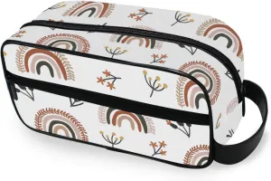 Travel Toiletry Bag Makeup Bag Lovely Rainbow Leaf Flower Packing Organizers with Hanging Hook Portable Water Resistant Small Travel Bag for Toiletries, Jewelry, Travel Essentials