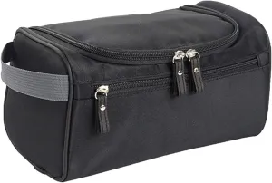 Travel Toiletry Bag with Strap,Hanging Makeup Case Organizer Cosmetic Pouch Holder Storage Bathroom Shower Wash Bag with Handle for Brushes Toiletry Jewelry Storage(Black)