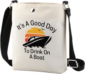 TSOTMO Women's Beige Nautical Zipper Cosmetic Bag (Day Boat CR) - 6.3" W x 8.27" L x 0.39" H