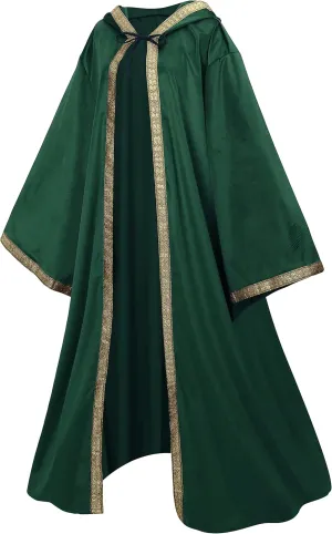 Unisex Wizard Cloak Robes With Hood Sleeves Dutch Velvet Cosplay Costume