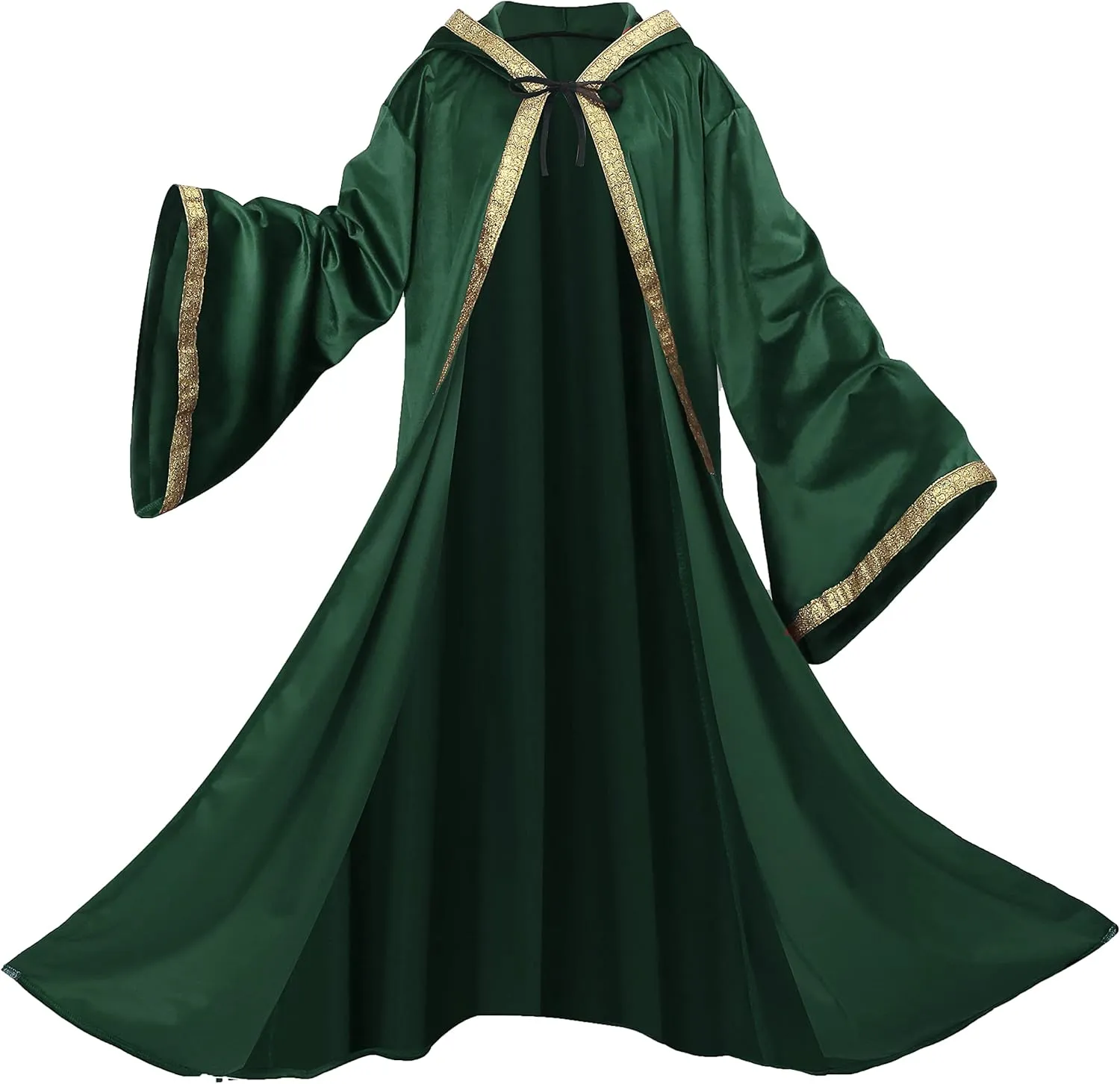 Unisex Wizard Cloak Robes With Hood Sleeves Dutch Velvet Cosplay Costume