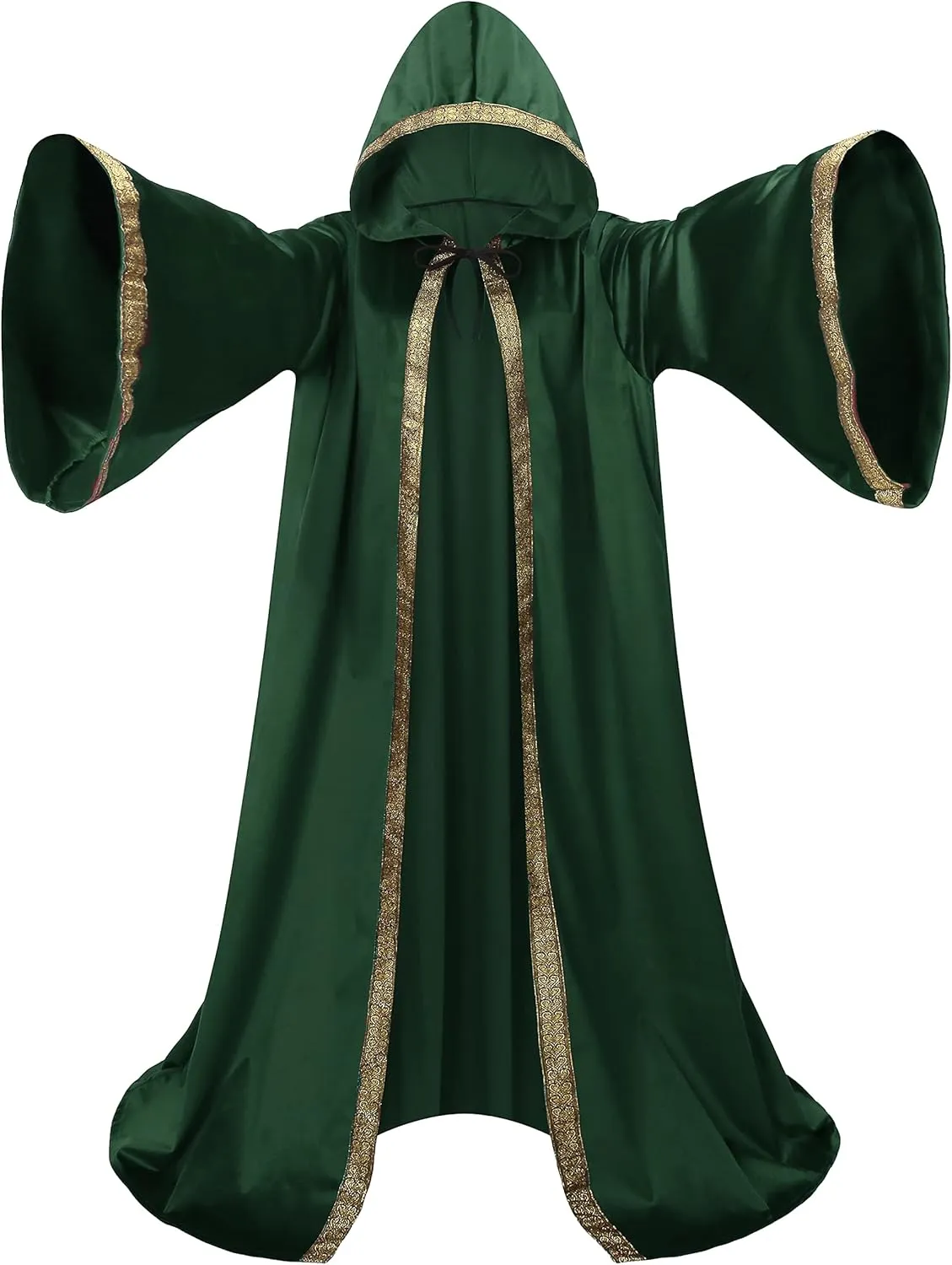 Unisex Wizard Cloak Robes With Hood Sleeves Dutch Velvet Cosplay Costume