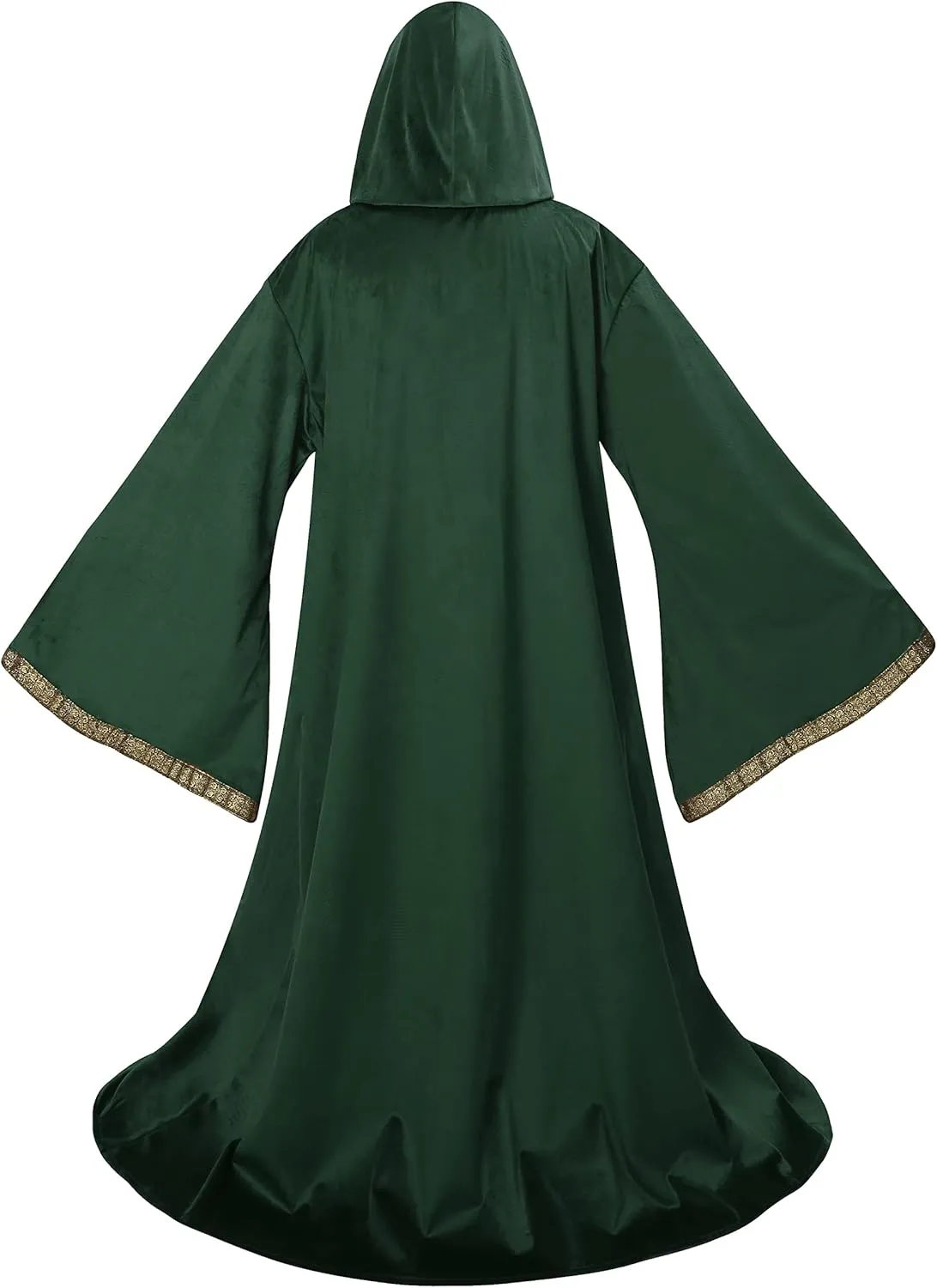 Unisex Wizard Cloak Robes With Hood Sleeves Dutch Velvet Cosplay Costume