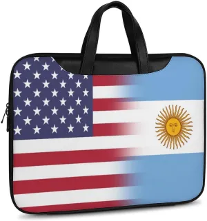 U.S.A Argentina Flag Leather Bag Laptop Case Slim Water Resistant Computer Bags with Handle Briefcase for Work