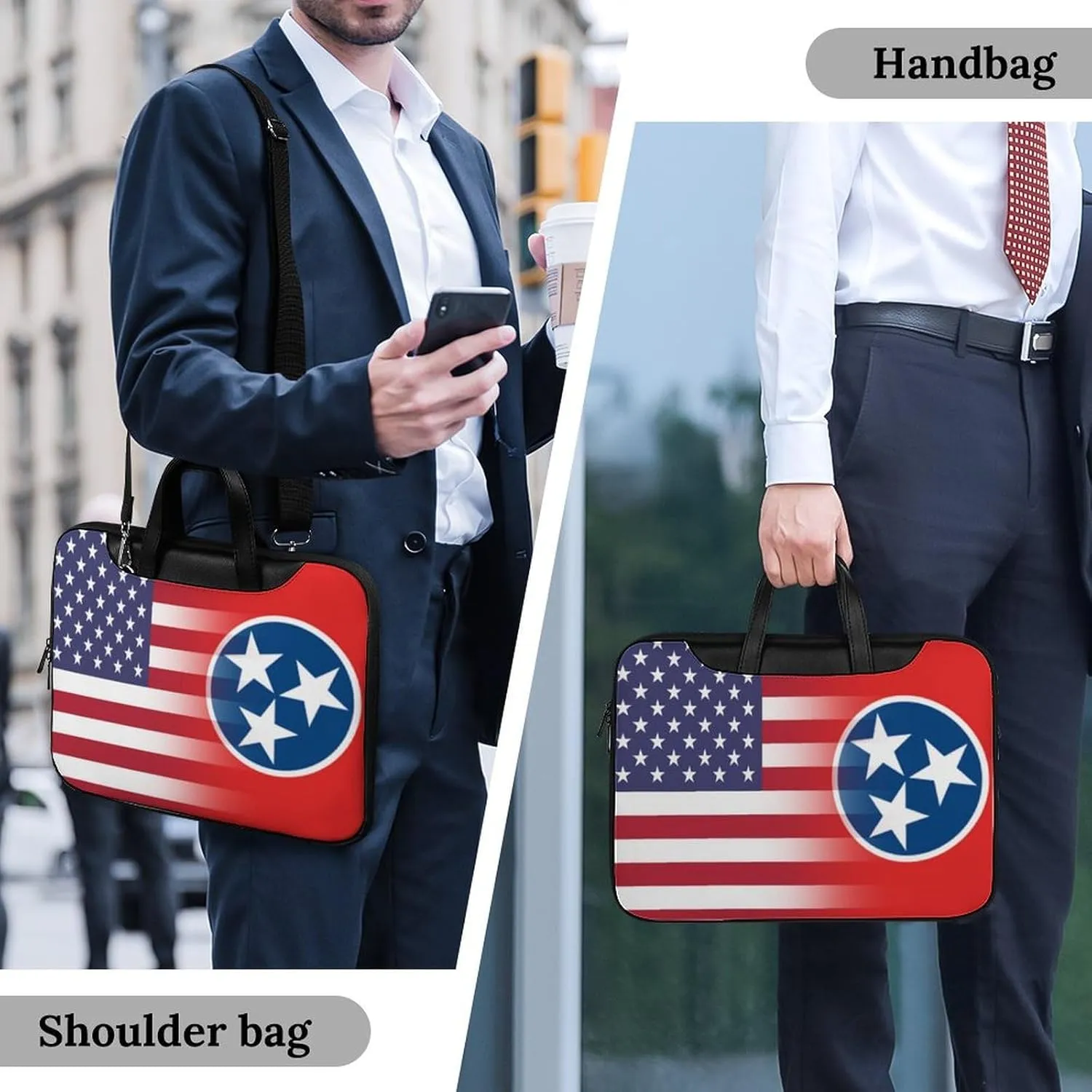 U.S.A Tennessee State Flag Leather Bag Laptop Case Slim Water Resistant Computer Bags with Handle Briefcase for Work