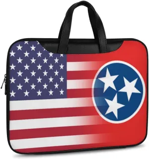 U.S.A Tennessee State Flag Leather Bag Laptop Case Slim Water Resistant Computer Bags with Handle Briefcase for Work