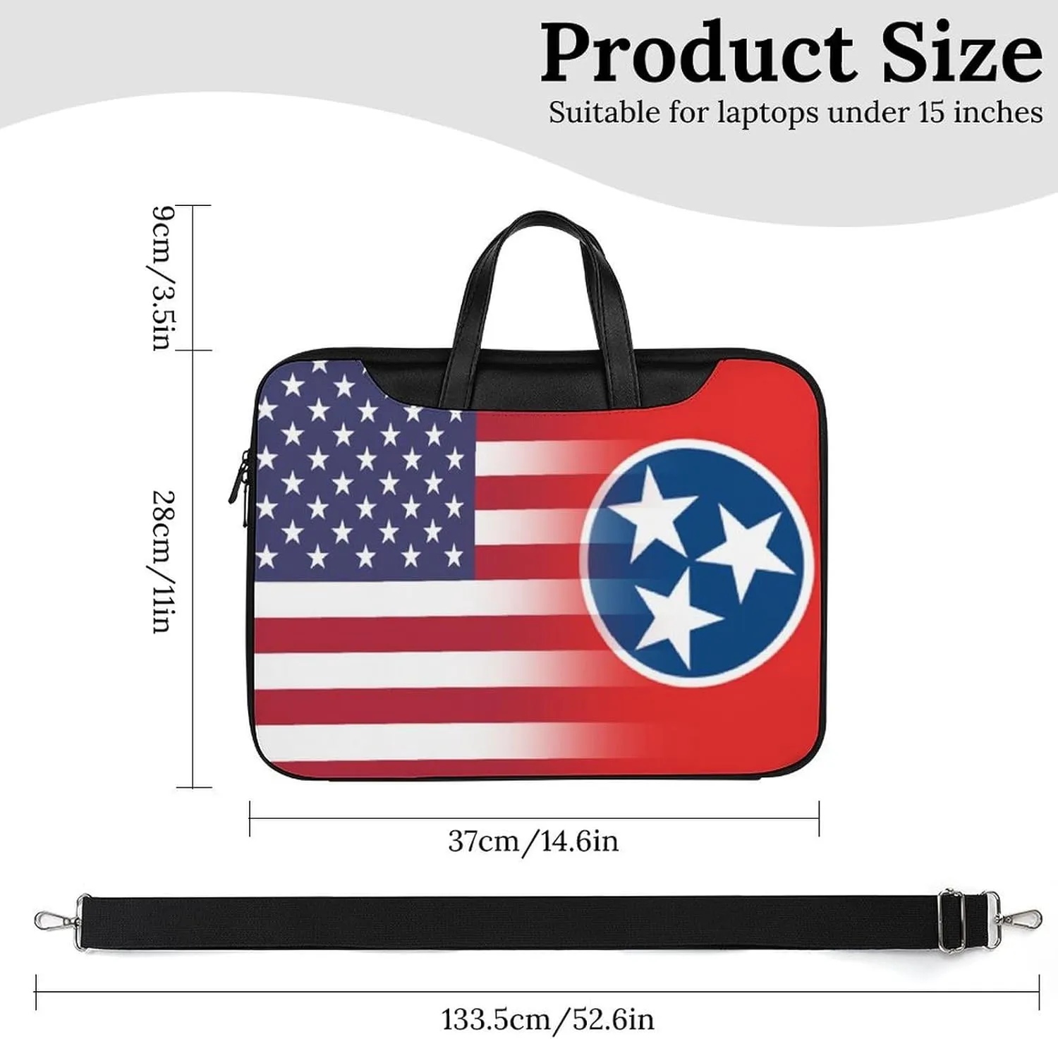 U.S.A Tennessee State Flag Leather Bag Laptop Case Slim Water Resistant Computer Bags with Handle Briefcase for Work