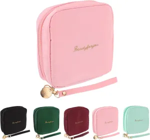 uxcell Mini Makeup Bag for Purse, Small Cute Zipper Travel Cosmetic Bags Preppy Toiletry Storage Pouch for Coin Sanitary, Pink