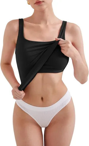 V FOR CITY Women's Tank Top with Built in Bras Adjustable Wide Strap Padded Camisole Summer Cami Shirts