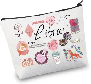 VAMSII 12 Constellation Birthday Gift for Astrology Lover Zodiac Symbol Sign Cosmetic Bag Horoscope Astrology Gift for Her (LibraBag)