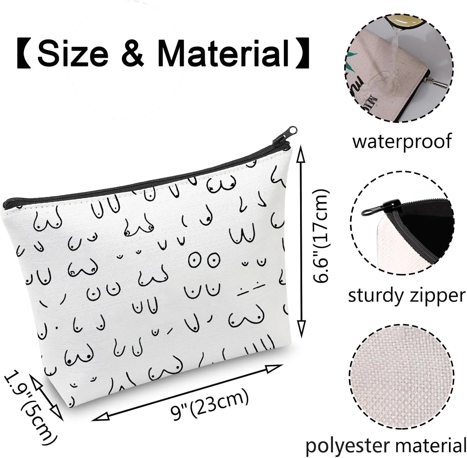 VAMSII Boobs Makeup Bag - The Breast Inspired Gift for Boob Lovers - Women's Boobie Gift (Bag)