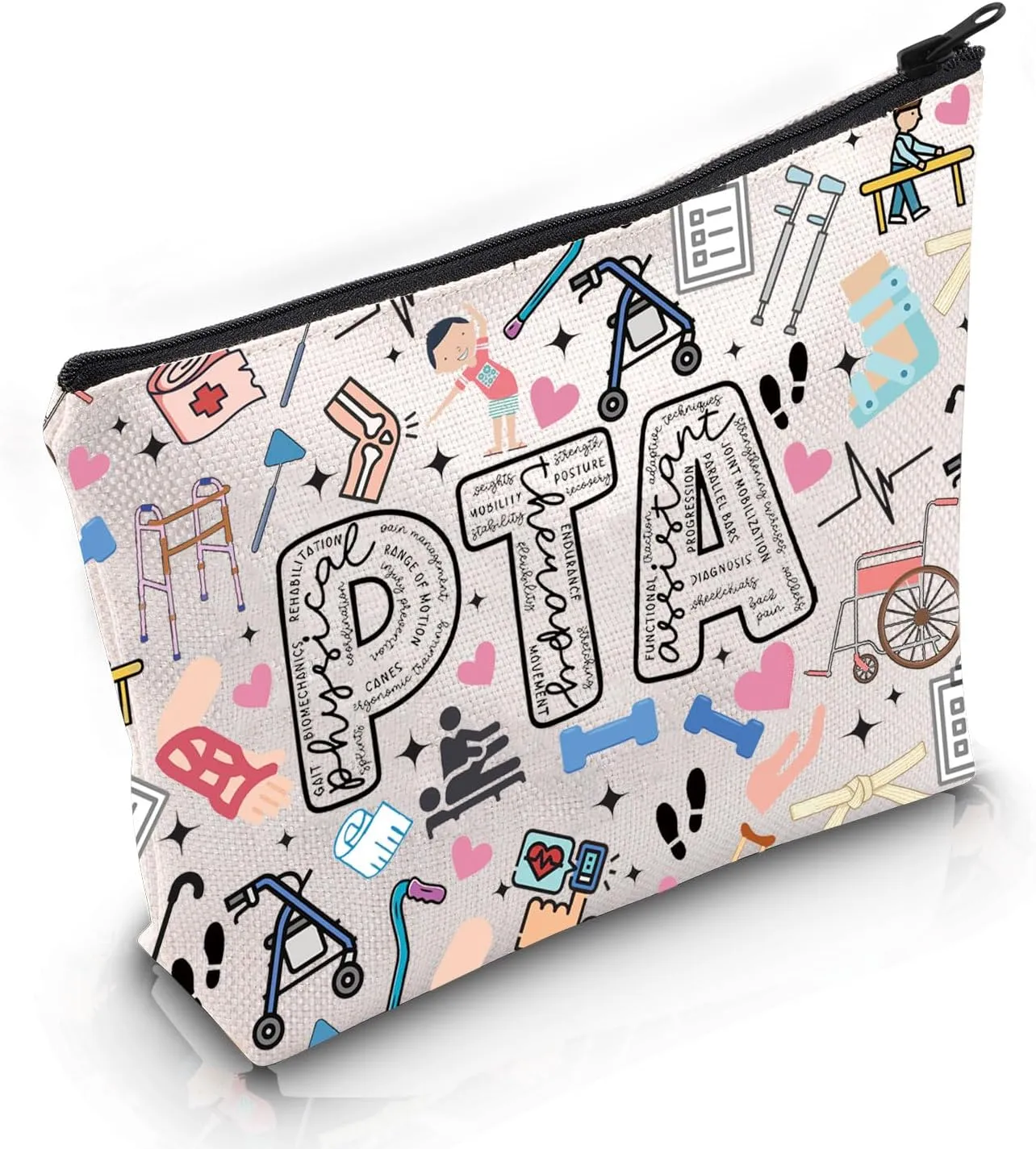 VAMSII Physical Therapist Assistant Gift PTA Makeup Bag Physical Therapy Appreciation Cosmetic Bag PTA St-udent Graduation Gift (PTA M)