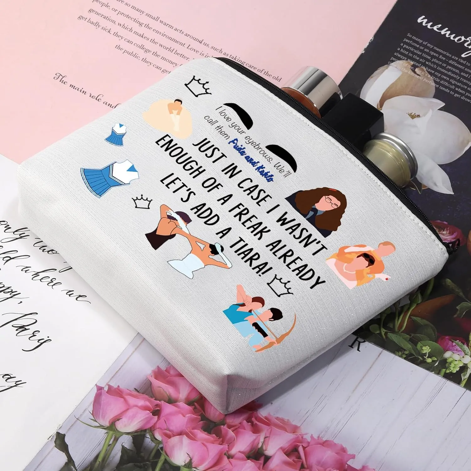 VAMSII Princess Movie Diaries Makeup Bag Mia-Thermopols Gifts Princess Genovia Cosmetic Pouch Movie Fan Gifts (Diaries bag)