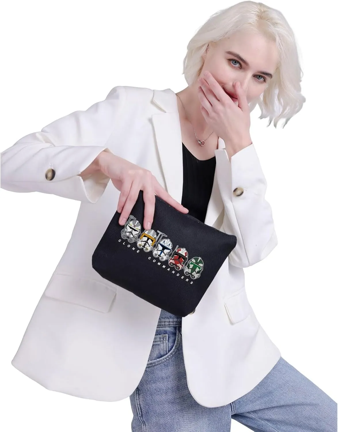 VAMSII S W Themed Gift Helmets Zipper Pouch Makeup Bag Gift For Cinephile (BLK-Five Helmets)
