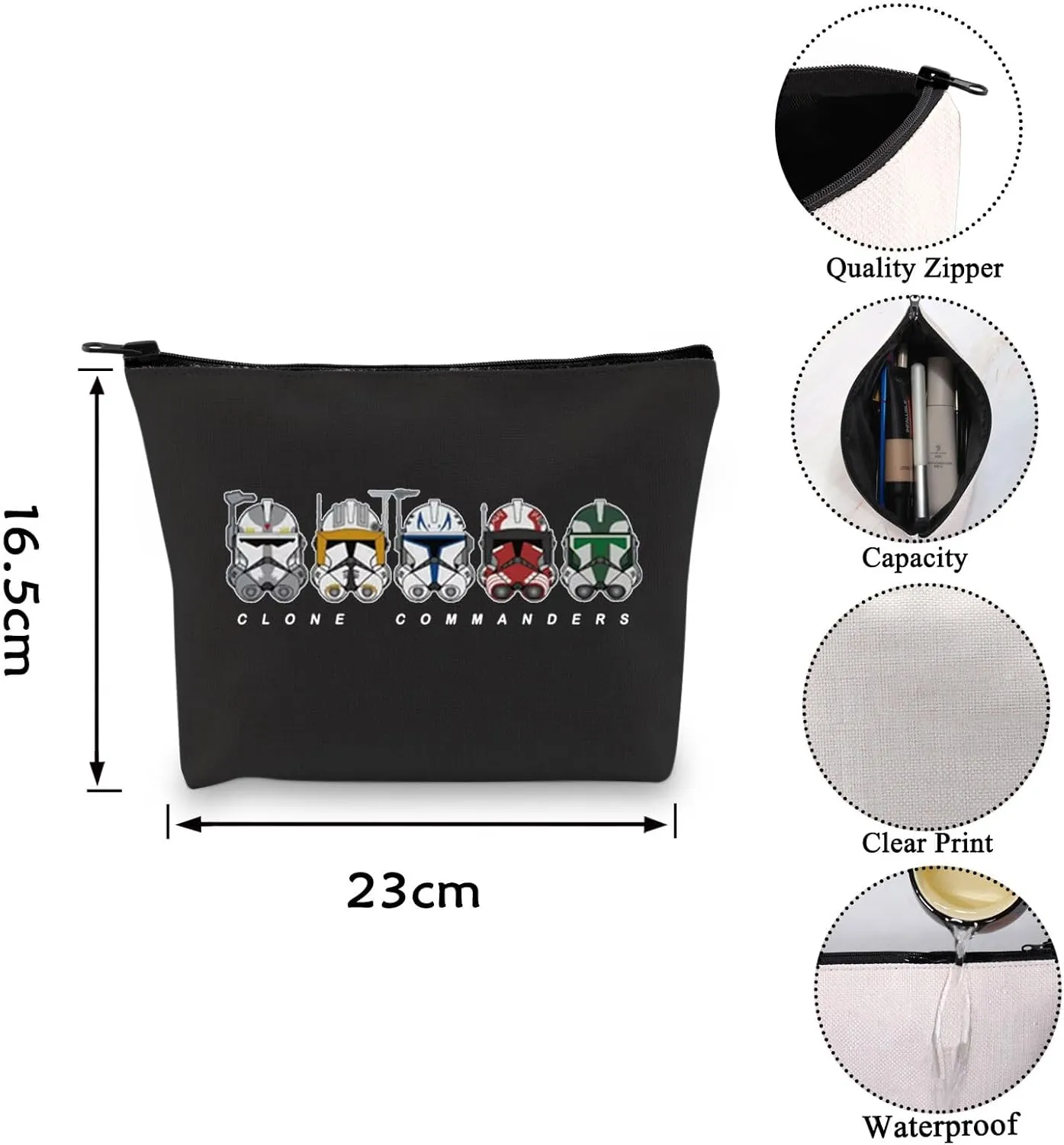 VAMSII S W Themed Gift Helmets Zipper Pouch Makeup Bag Gift For Cinephile (BLK-Five Helmets)